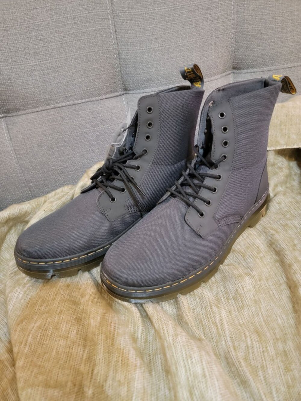 Dr. Martens Men's Combs 8-Eye Boots Charcoal Nylon Sz US 13 Doc Martens AirWair